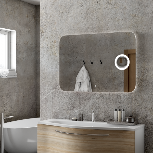 Зеркало "Elegant" 1000х700 с LED подсветкой с увеличительной линзой ЗЛП176
