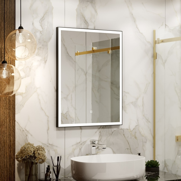 Зеркало "Frame LED" 500х700 корпус алюминий черный 