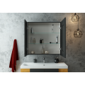 Зеркало-шкаф "Mirror Box black Led" 800х800 МВК052