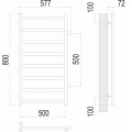 Полотенцесушитель Terminus Аврора П8 500х800 БП м/о 500 