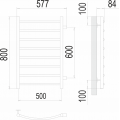 Полотенцесушитель Terminus Классик П8 500х800 БП м/о 600 