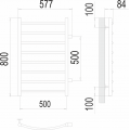 Полотенцесушитель Terminus Классик П8 500х800 БП м/о 500 черный мат. крашенный