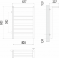 Полотенцесушитель Terminus Хендрикс П8 500х800 БП м/о 500 слева