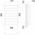Полотенцесушитель Terminus Виктория П8 500х800 БП м/о 600